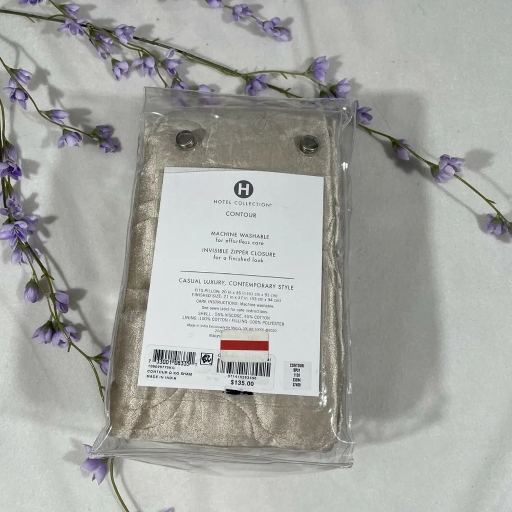 NIB [ 1 King ] Quilted Velvet‎ Sham for Hotel Collection Contour